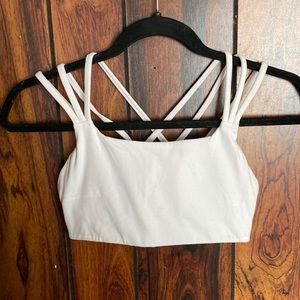 Athletes white strapped sports bra